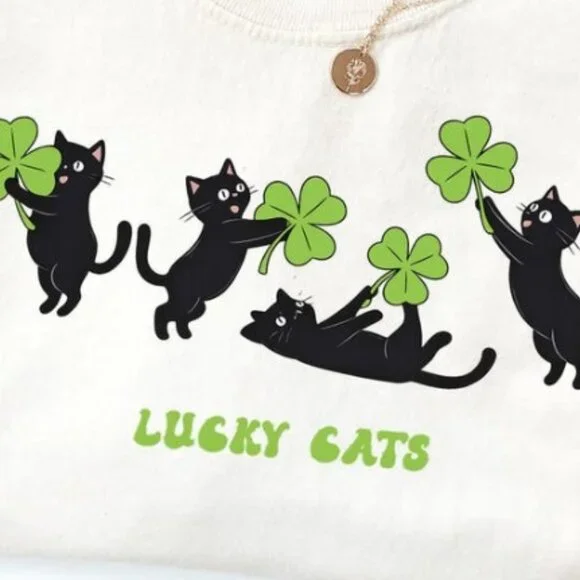 St Patricks Day Cat Lover Shirt, Cat Saint Paddys Day Tee - Picture 2 of 3